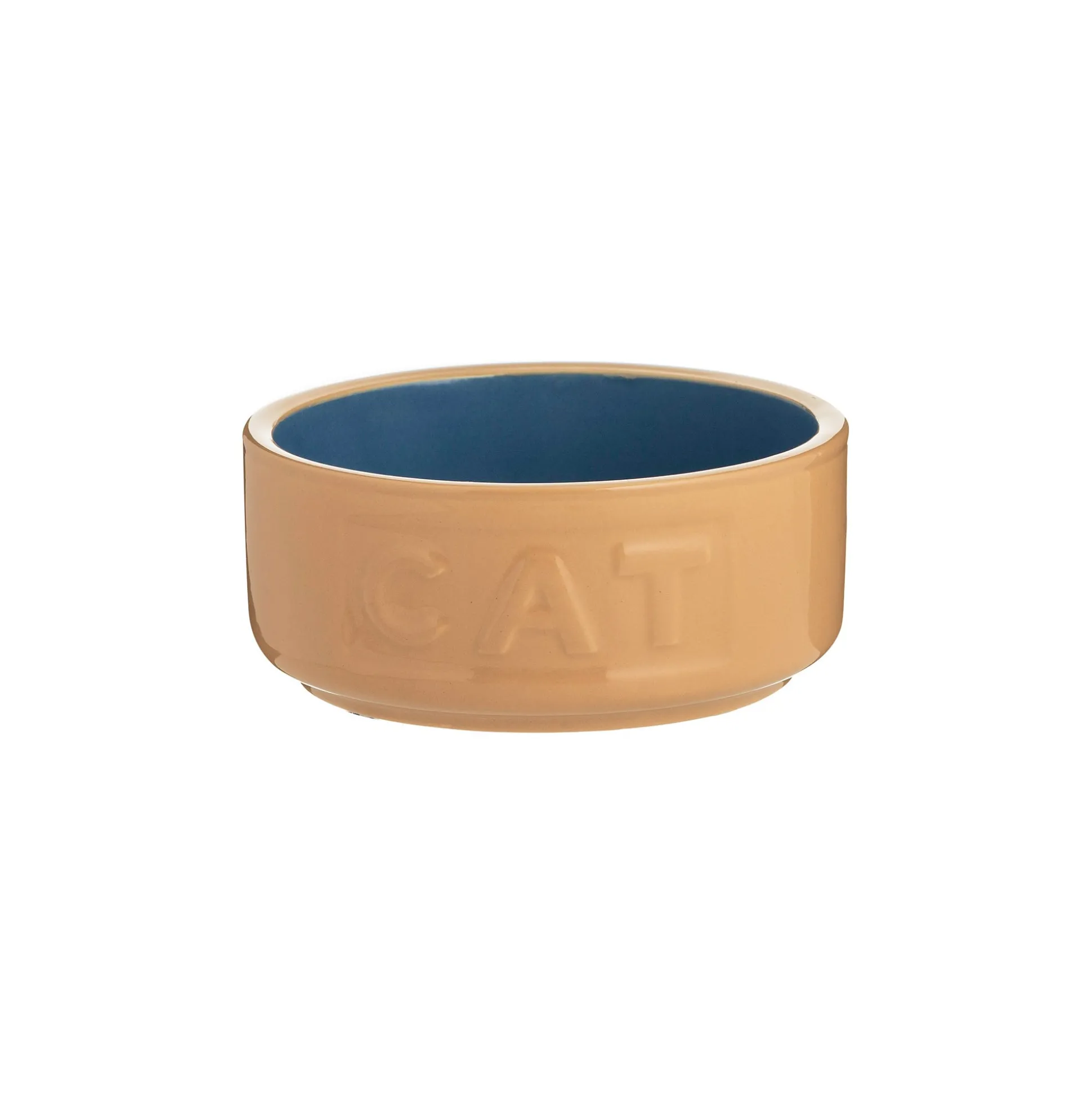 Cane & Blue Lettered Cat Bowl 13cm