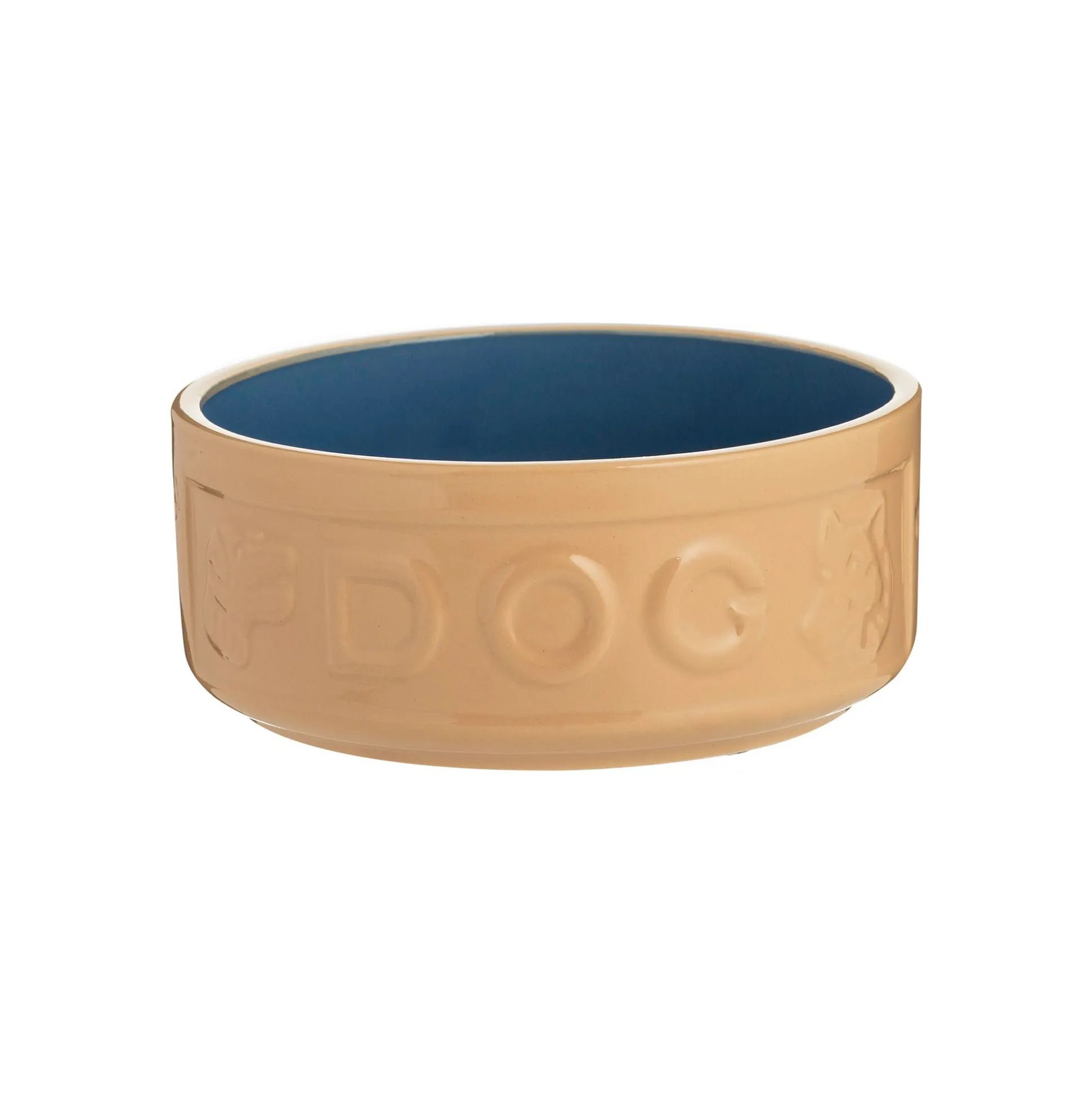 Cane & Blue Lettered Dog Bowl 15cm