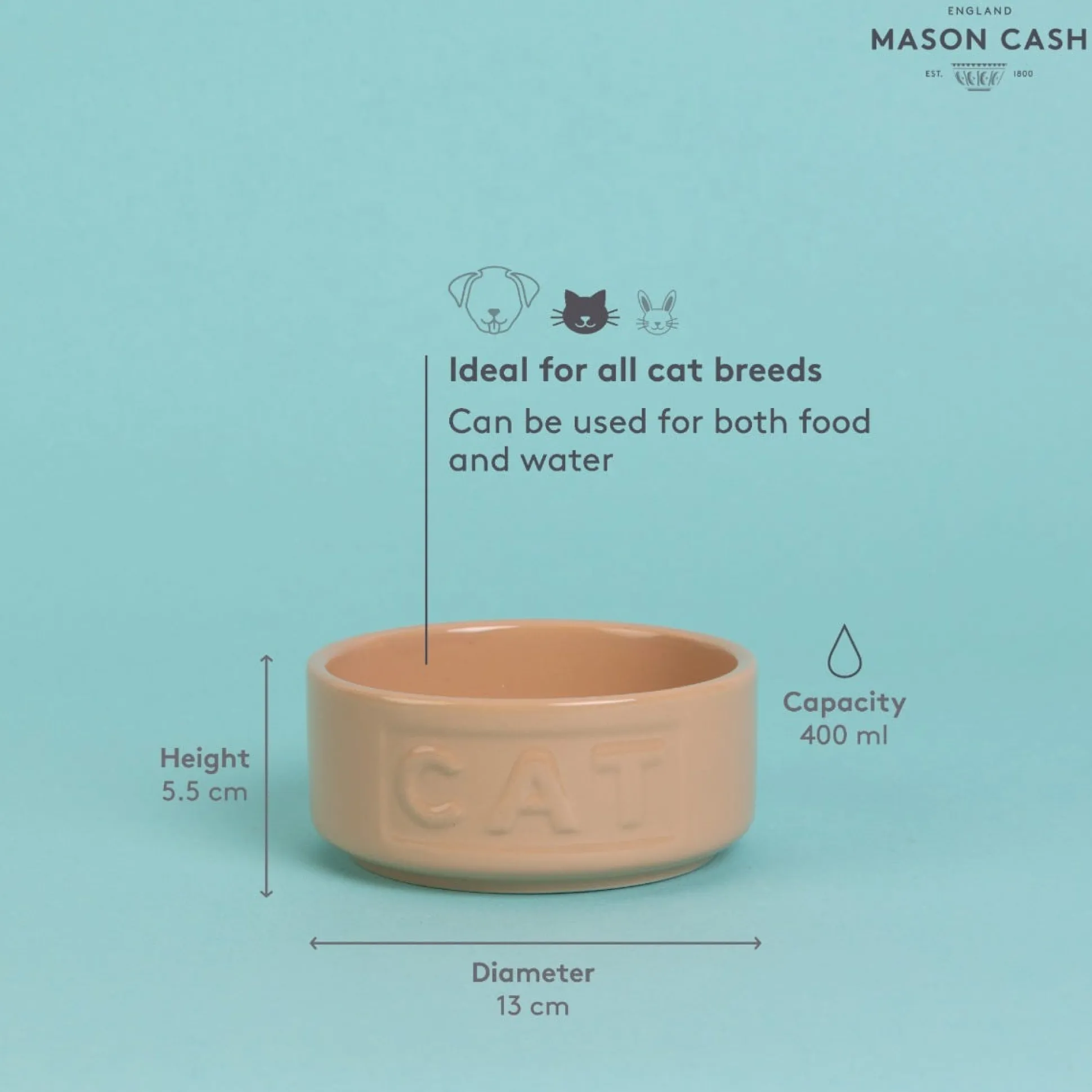 Cane Lettered Cat Bowl 13cm