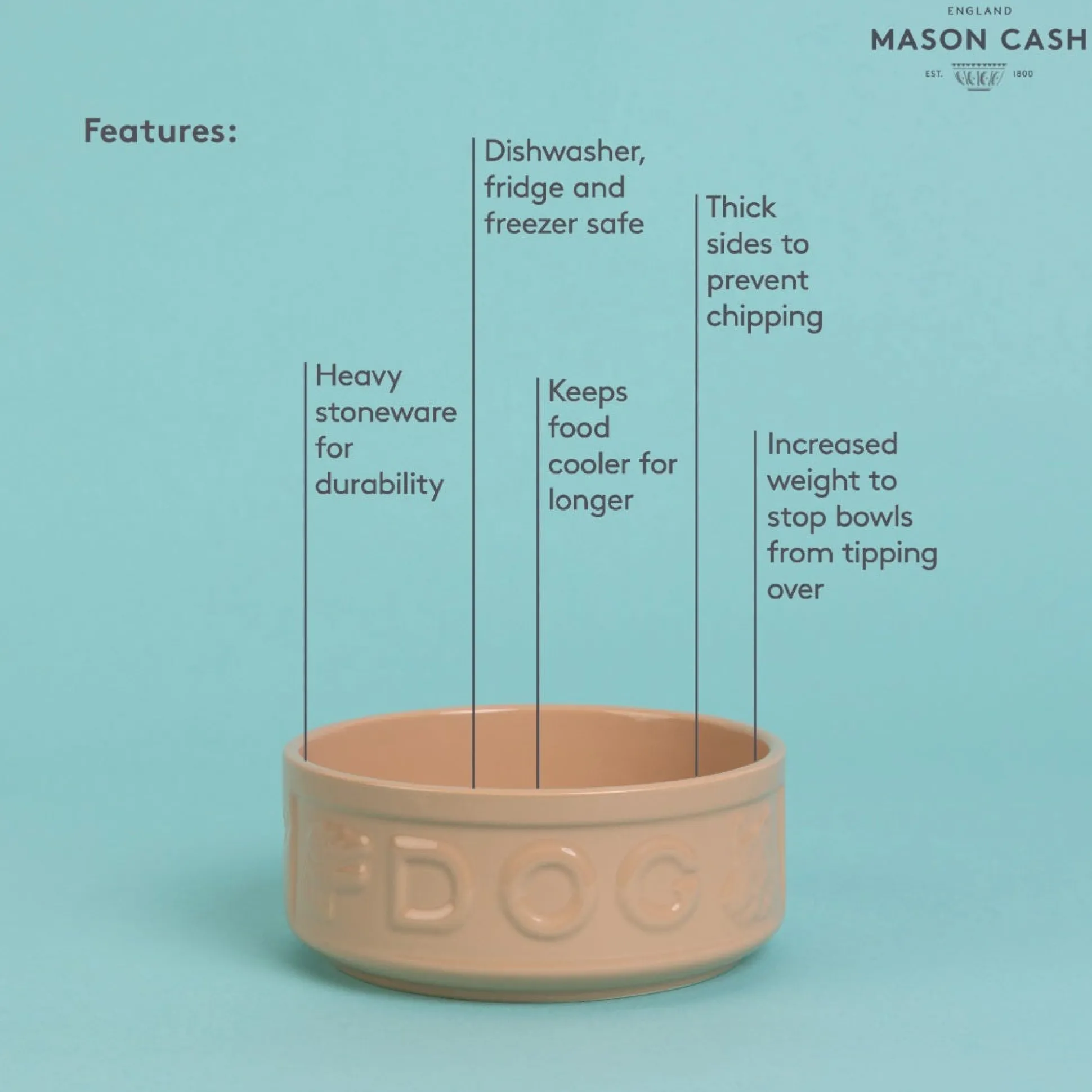 Cane Lettered Dog Bowl 15cm