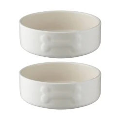 Colour Mix Cream Set Of 2 Dog Bowls 15cm