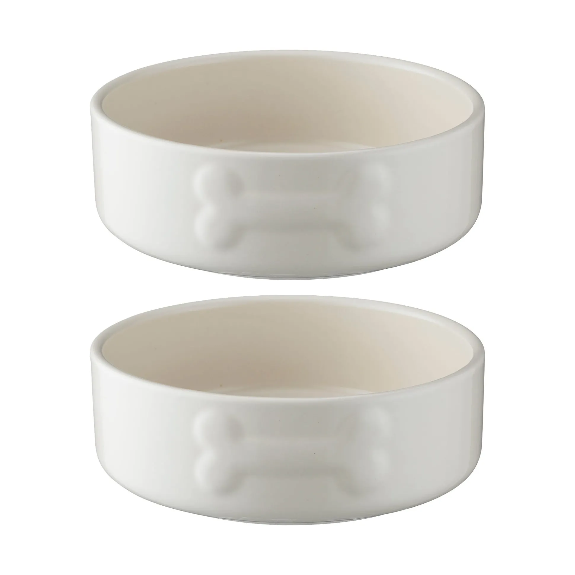 Colour Mix Cream Set Of 2 Dog Bowls 15cm