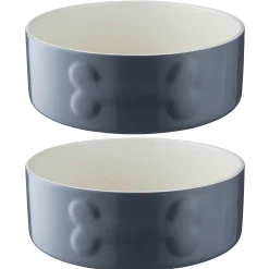Colour Mix Grey Set Of 2 Dog Bowls 20cm