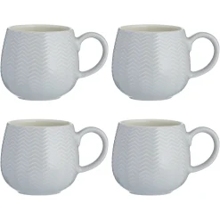 Embossed Chevron Set Of 4 Grey Mugs 350ml