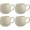 Embossed Honeycomb Set Of 4 Cream Mugs 350ml