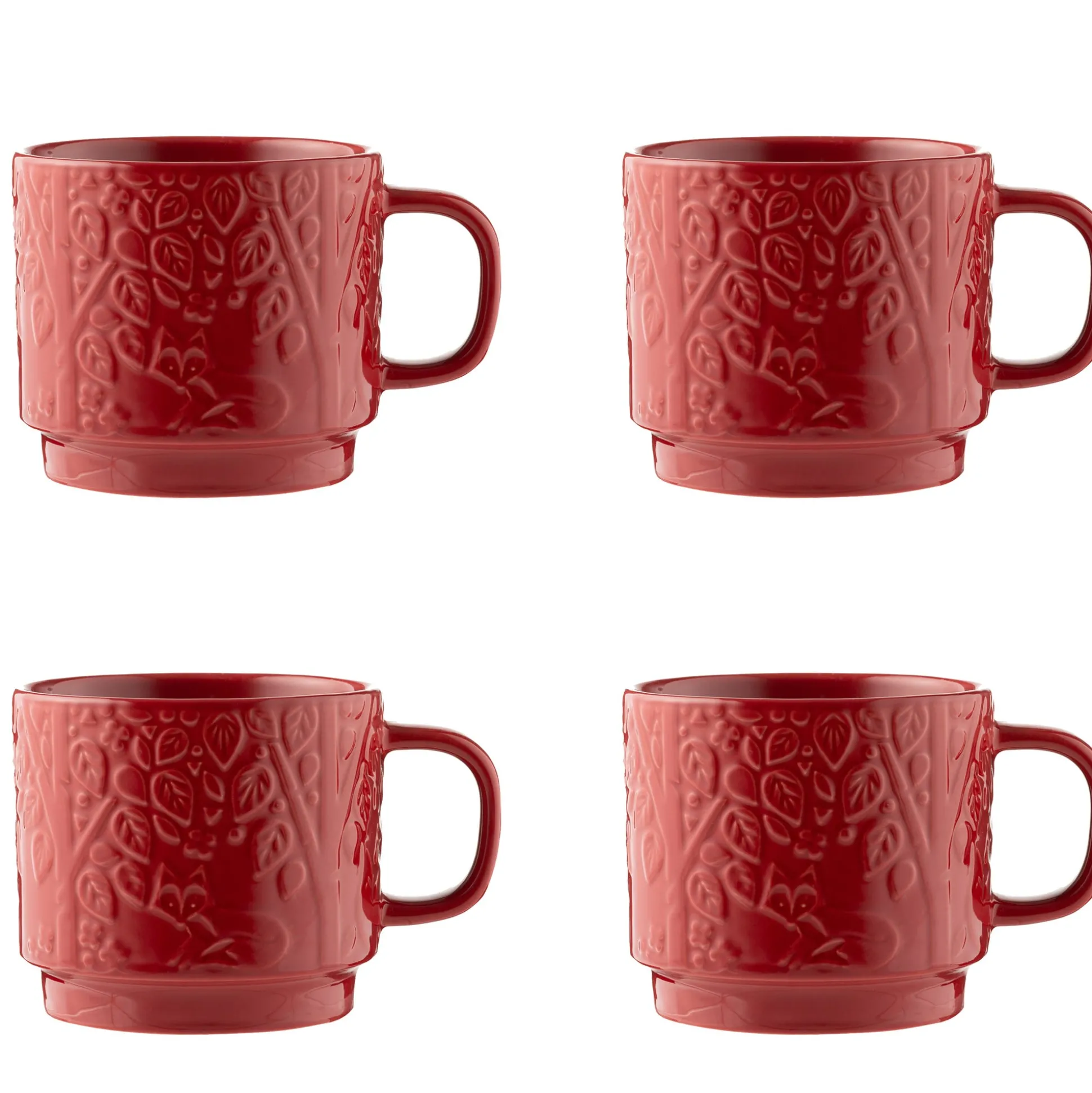 In The Forest Set Of 4 Red Mugs 300ml
