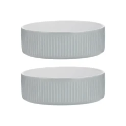 Linear Grey Set Of 2 Pet Bowls 13x4cm