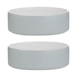 Linear Grey Set Of 2 Pet Bowls 15x5cm