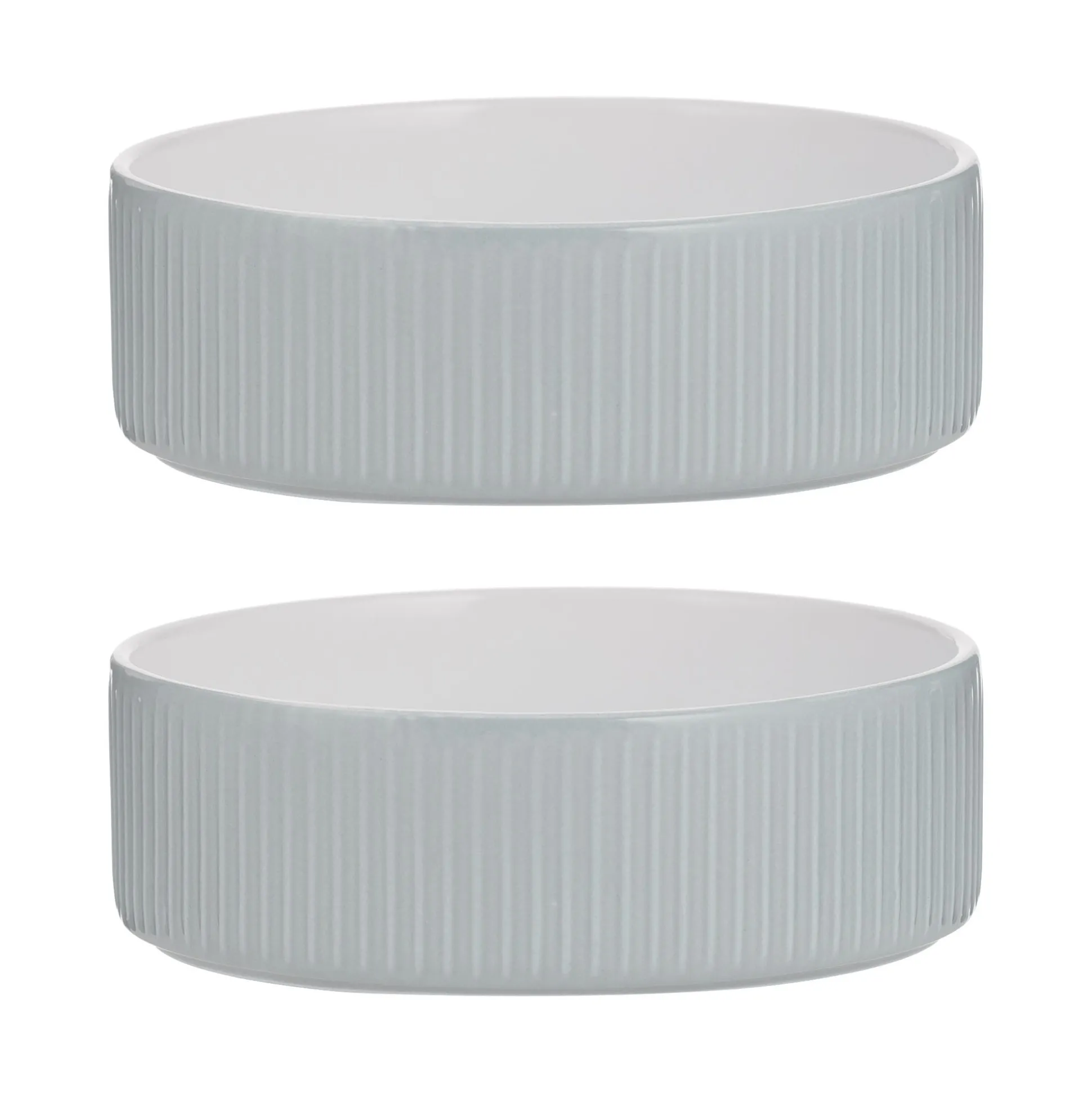 Linear Grey Set Of 2 Pet Bowls 15x5cm