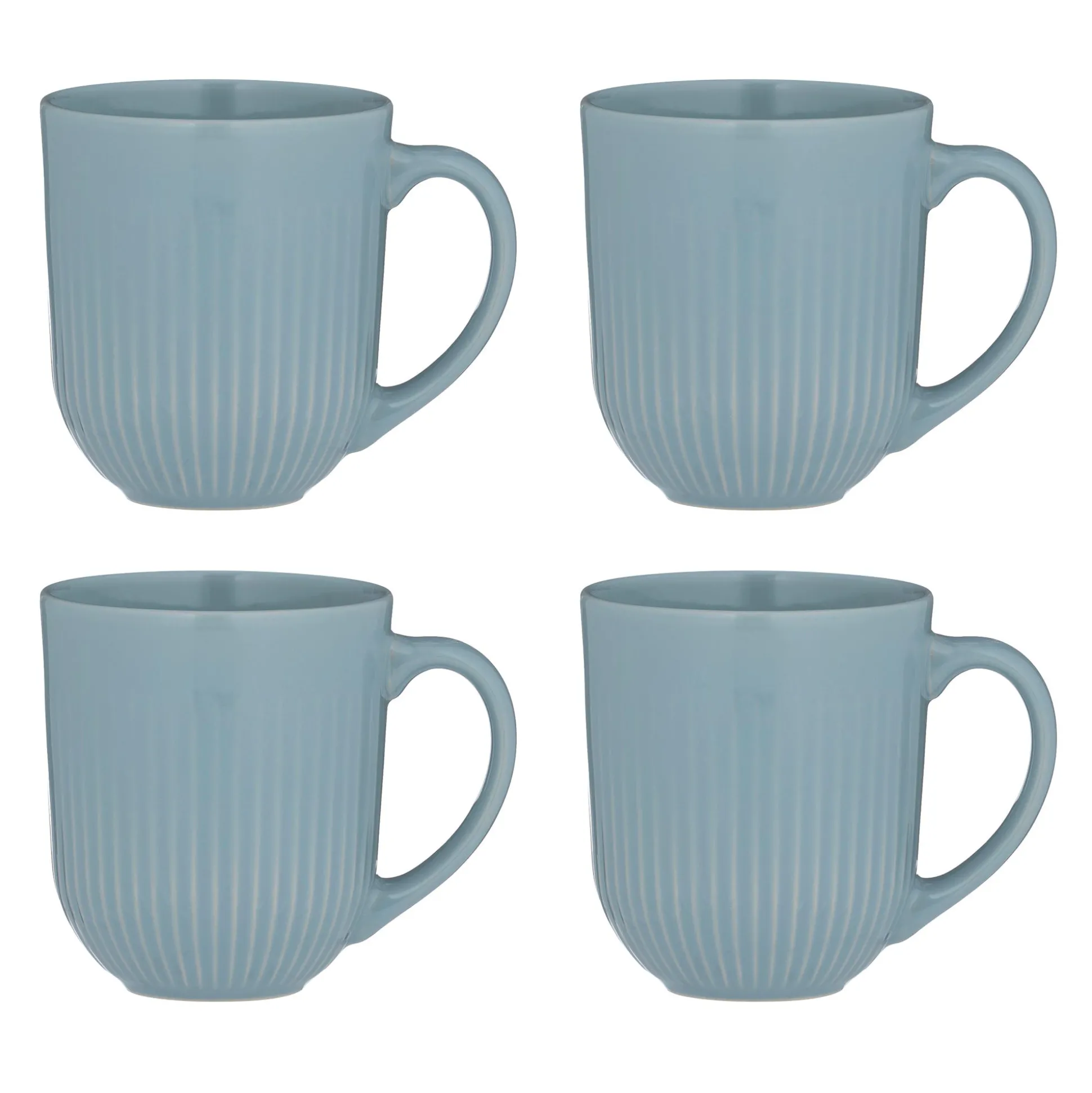 Linear Set Of 4 Blue Mugs 300ml