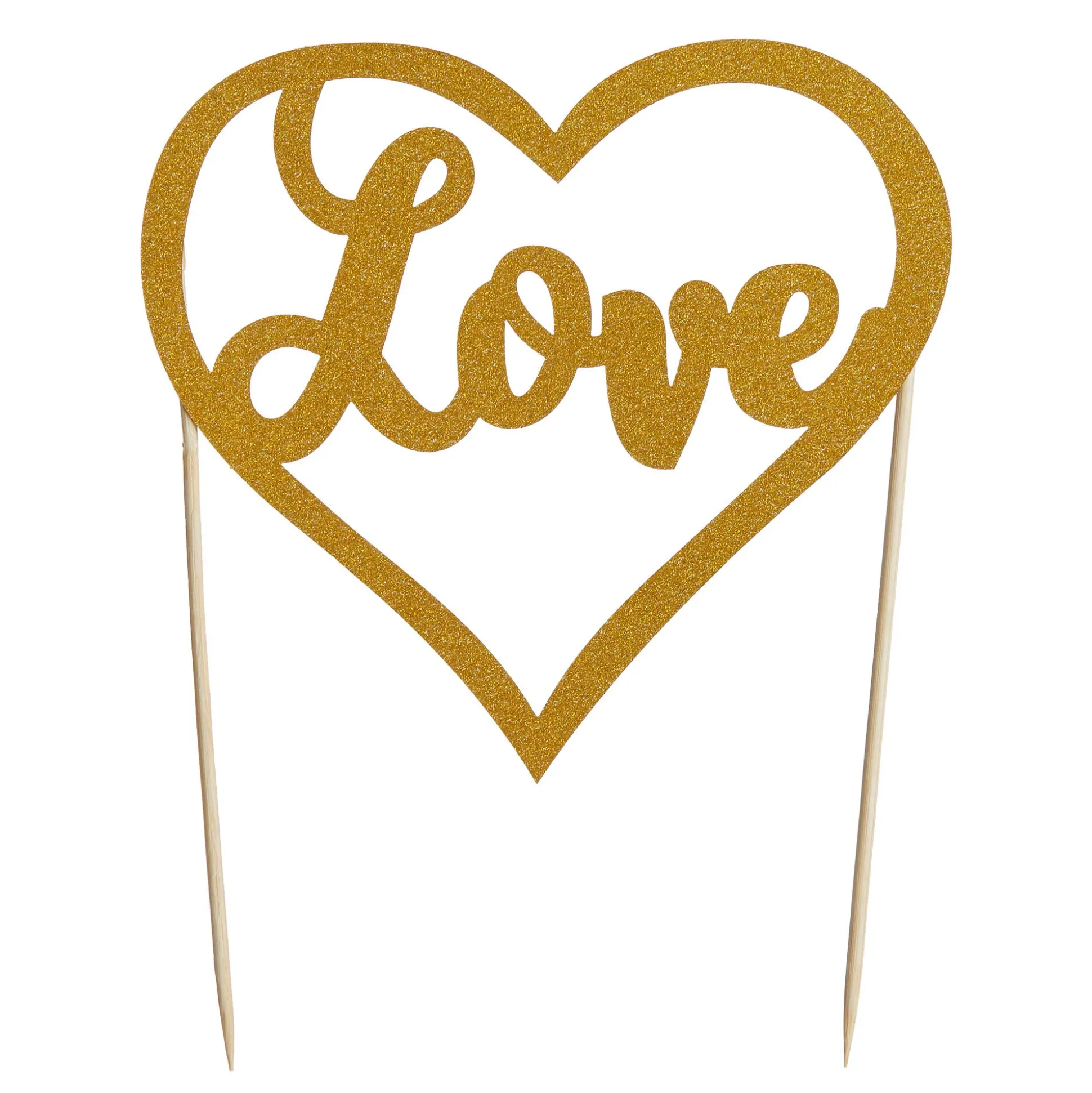 Love Gold Glitter Topper