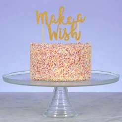 Make A Wish Gold Glitter Topper