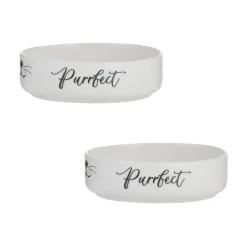 Purrfect Set Of 2 Cat Bowls 13x4cm