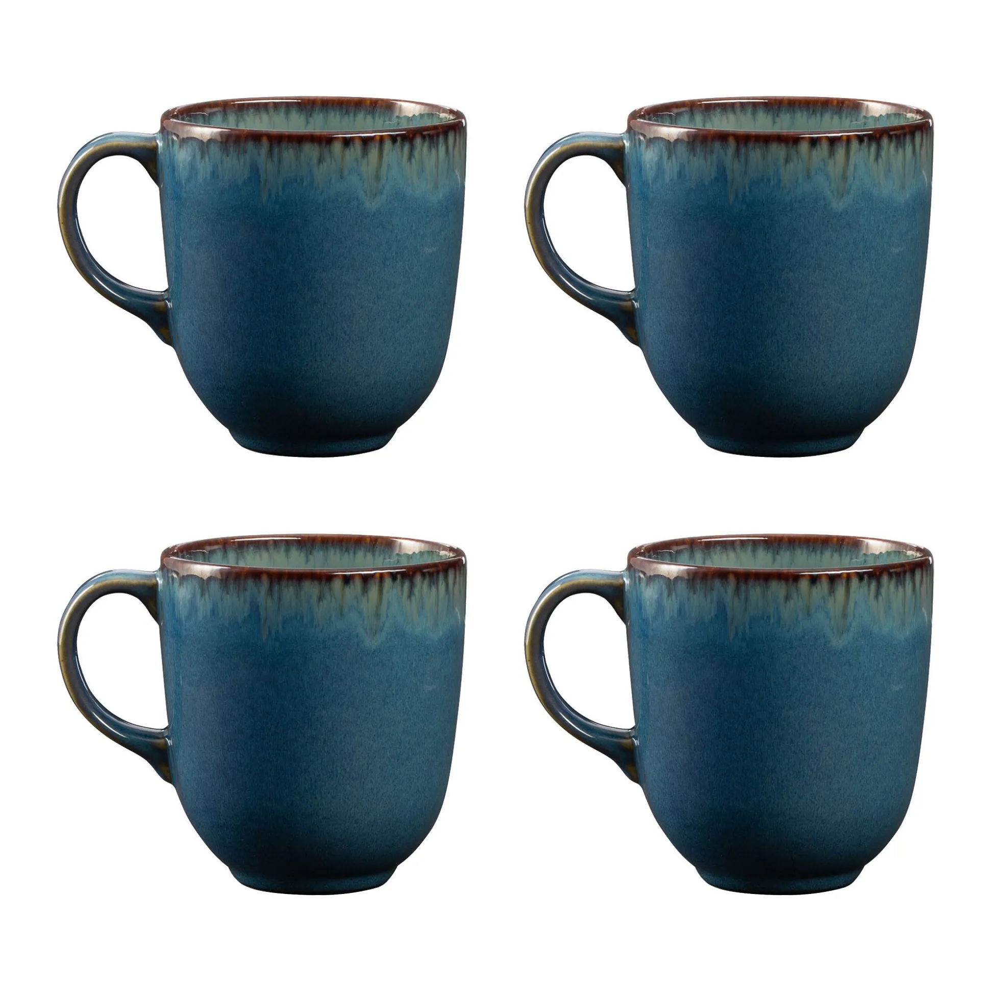 Reactive Blue Set Of 4 Mugs 400ml