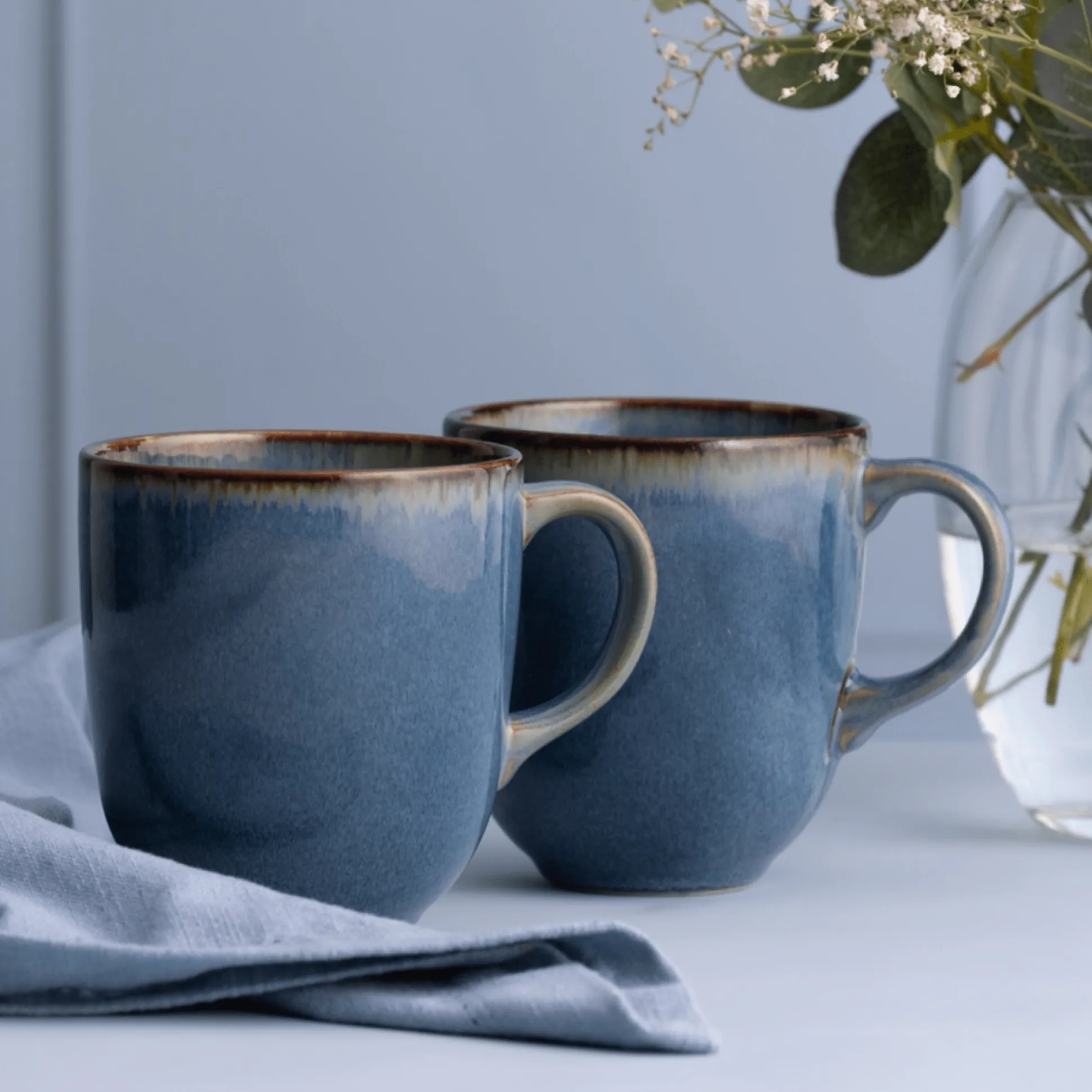Reactive Blue Set Of 4 Mugs 400ml
