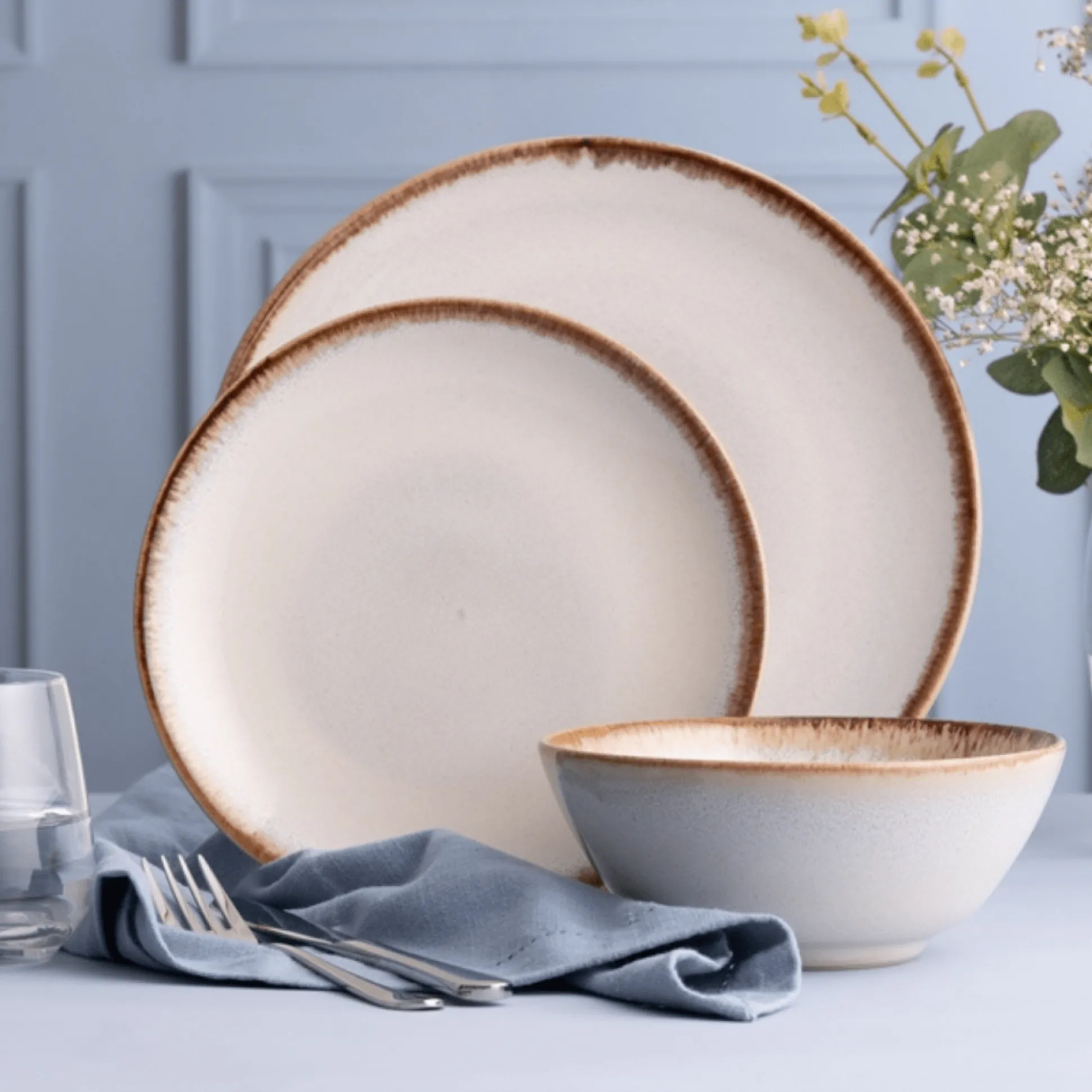 Reactive Cream Set Of 4 Pasta Bowls