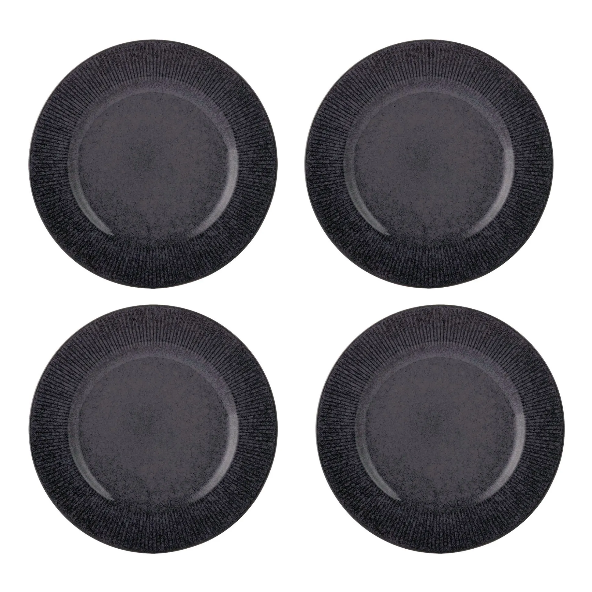 Reactive Linear Black Set Of 4 Dinner Plates