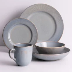 Reactive Linear Grey Set Of 4 Bowls 16cm