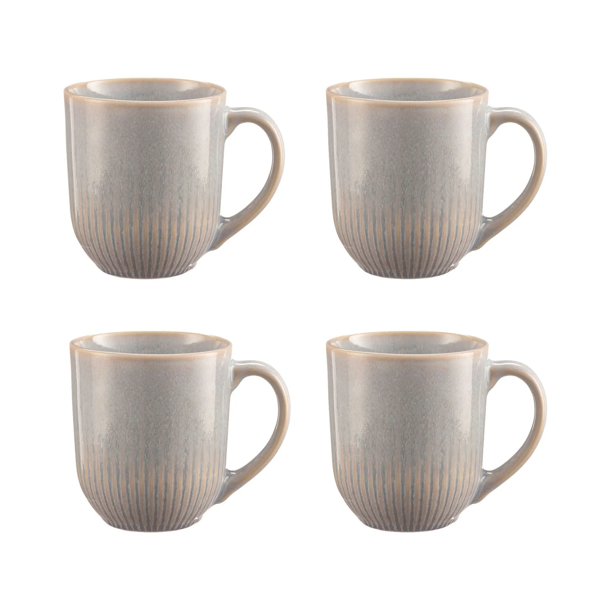 Reactive Linear Grey Set Of 4 Mugs 400ml