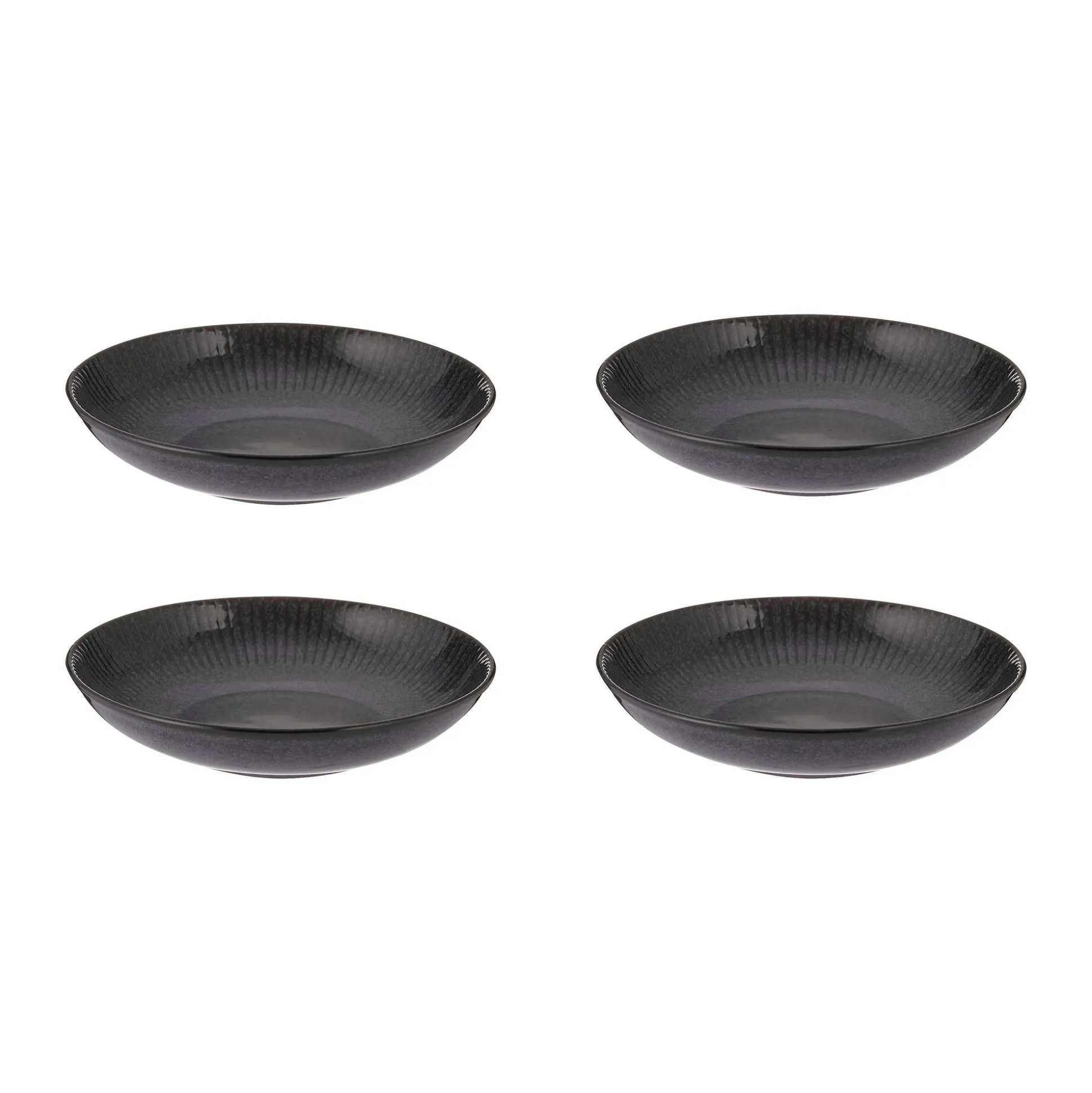 Reactive Linear Set Of 4 Black Pasta Bowls