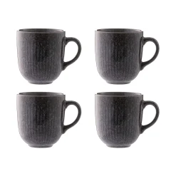 Reactive Linear Set Of 4 Black Mugs
